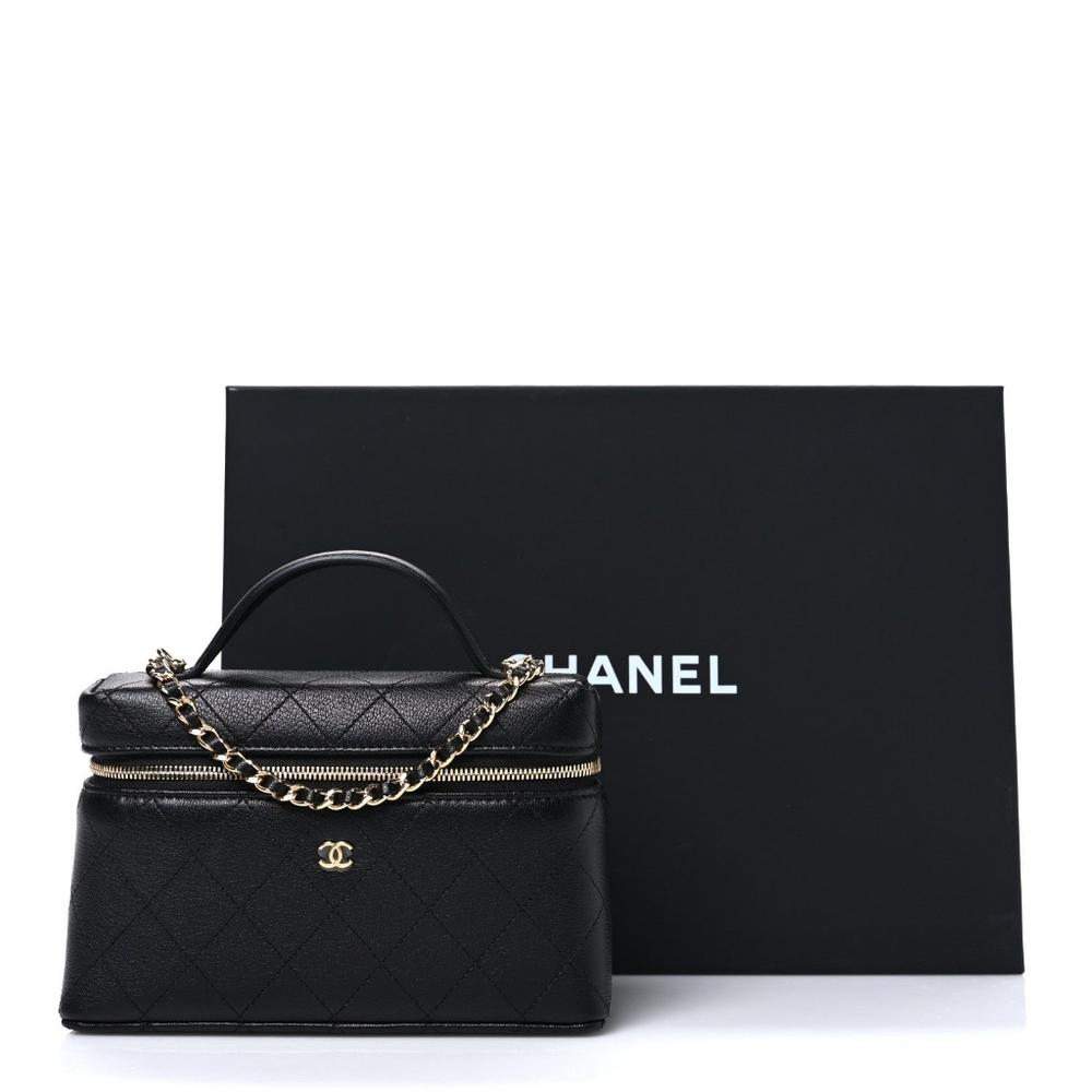 New in Box! Rare CHANEL CC SLIM VANITY CASE 26P QUILTED GOATSKIN Leather Fullset - Picture 4 of 16